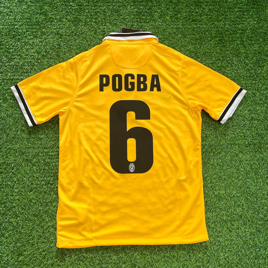 Paul Pogba Juventus 2013/2014 Yellow Away Retro Football Jersey – Back View