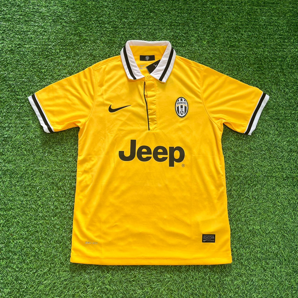 2013/14 Carlos Tevez Juventus Yellow Away Retro Football Jersey – Front View