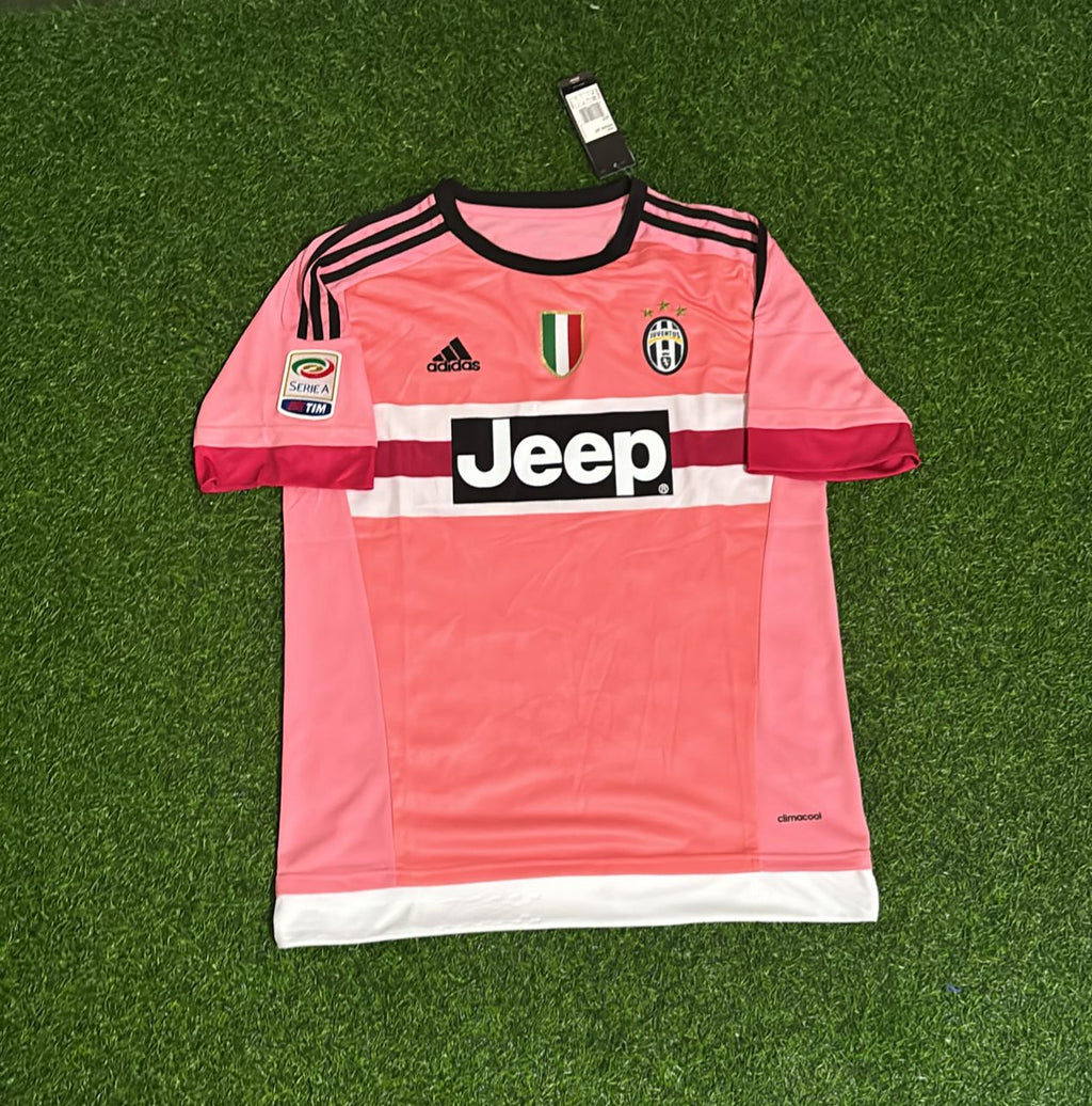 Paul Pogba Juventus 2015/16 Pink Retro Football Jersey – Front View