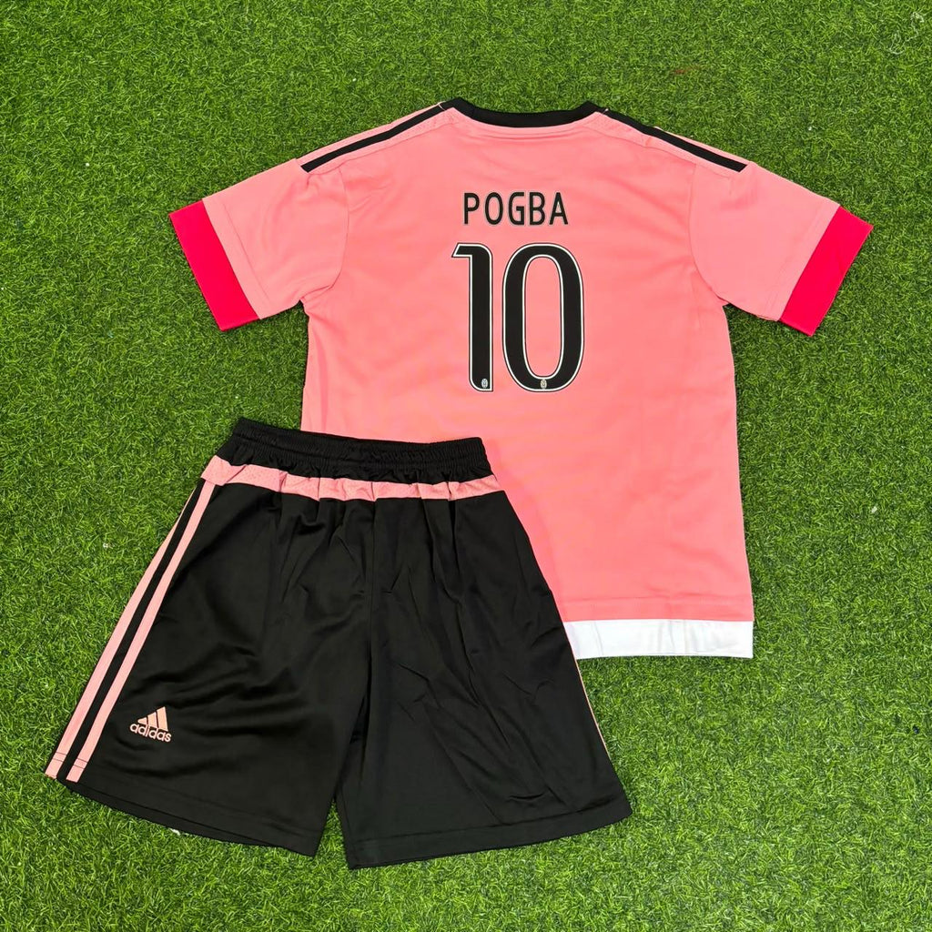 Paul Pogba Juventus 2015/2016 Pink Retro Kids Football Jersey – Back View