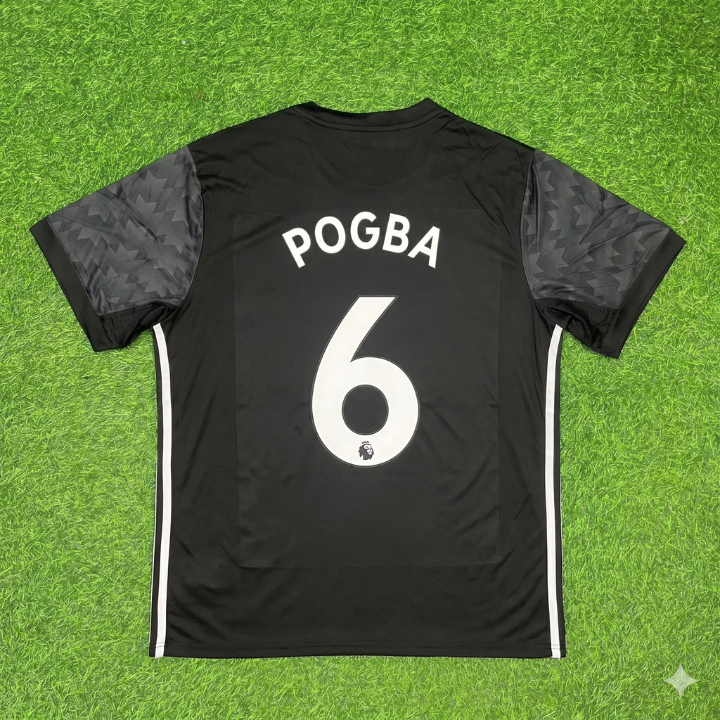 2017/18 Paul Pogba Manchester United Black Retro Football Jersey – Back View