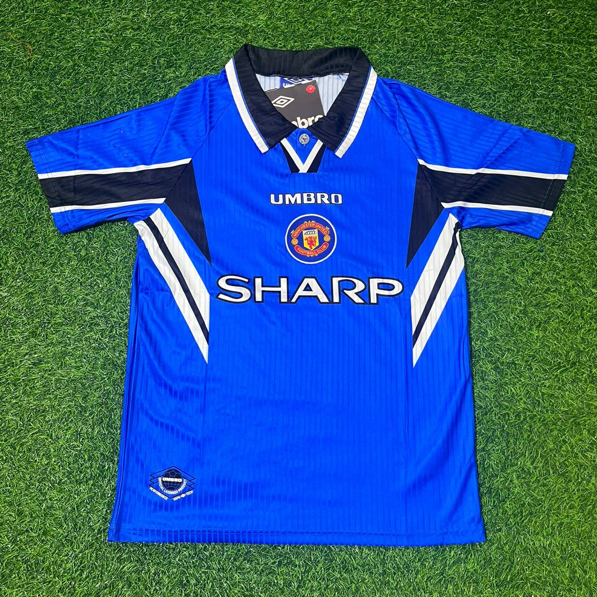 Manchester United 1996/1997 Blue Retro Football Jersey – Ole Gunnar Solskjaer – Front View