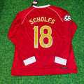 2006 Paul Scholes #18 Manchester United 2007 Red Golden Football Jersey – Back View