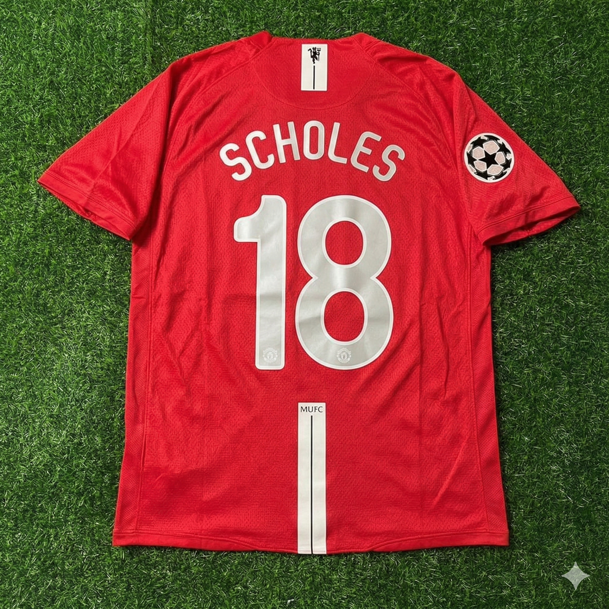 Paul Scholes Manchester United Champions League Final Moscow 2008 Retro Red Football Shirt – Back View