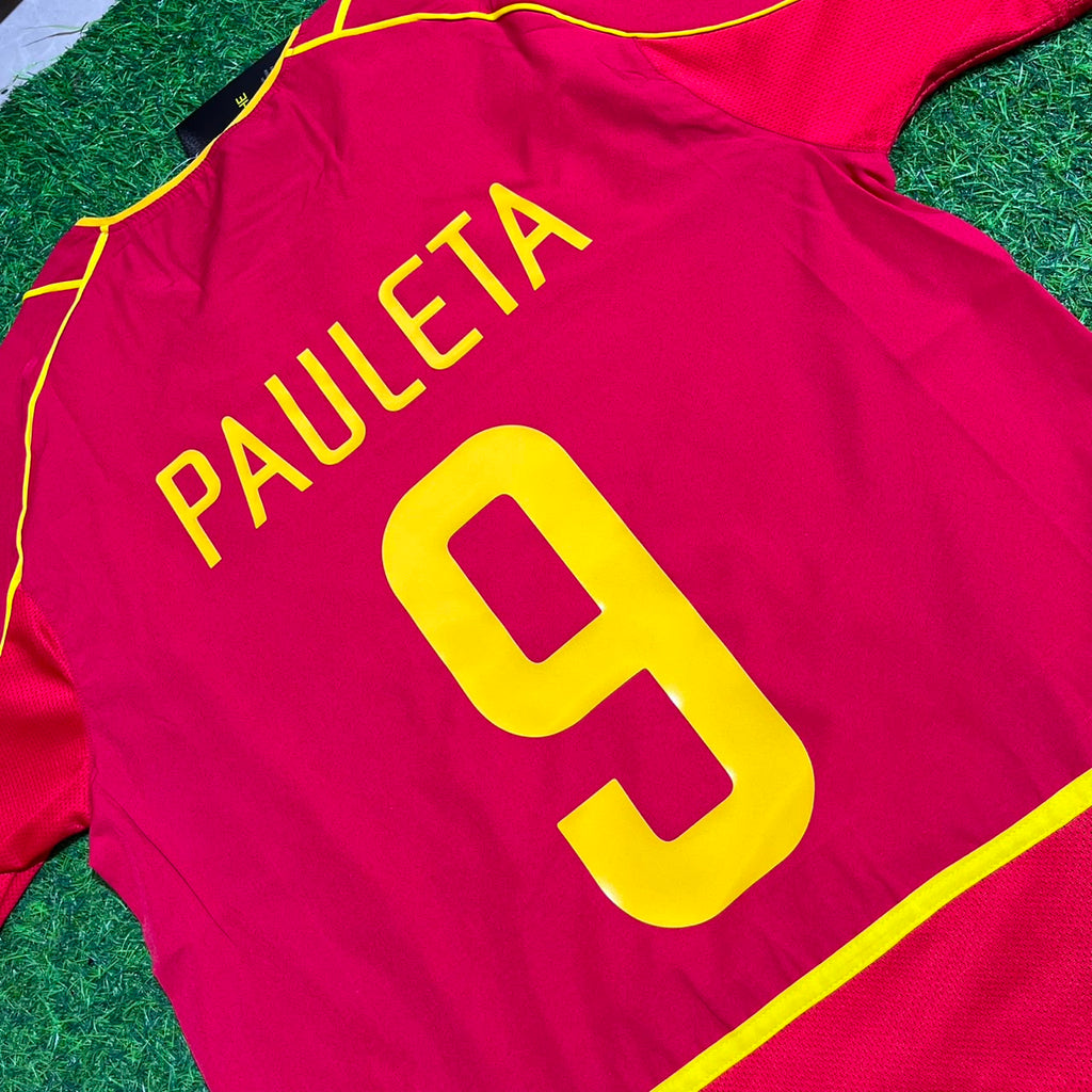 Pauleta #9 Portugal 2002 Retro Home Red Football Jersey – Detailed View