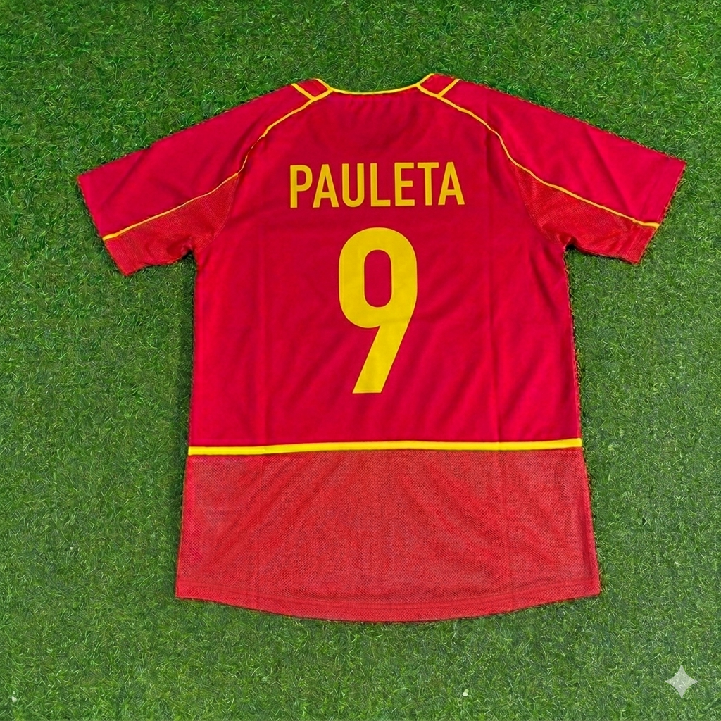 2002 Pauleta #9 Portugal Retro Home Red Football Jersey – Back View