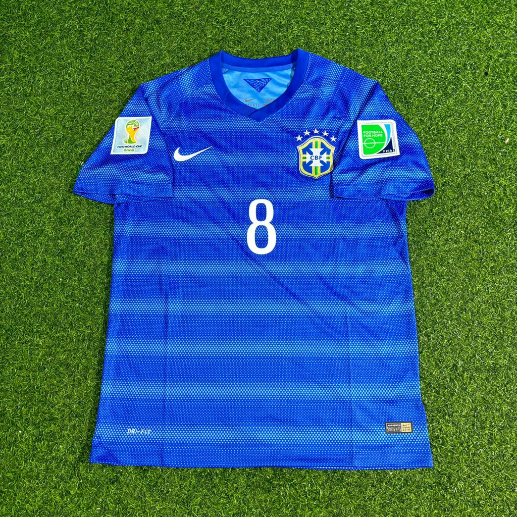 Brazil 2014 World Cup Retro Blue Jersey – Paulinho 8- – Front View