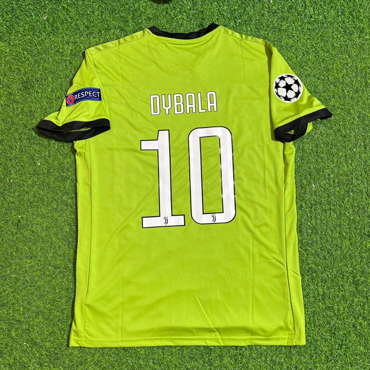 Paulo Dybala #10 Juventus 2017-2018 Season Third Green Retro Football Jersey – Back View