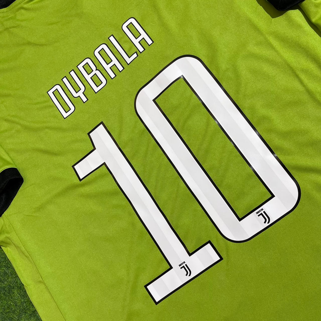Paulo Dybala #10 Juventus 2017-2018 Season Third Green Retro Football Jersey – Detailed View