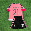 Paulo Dybala Juventus 2015-2016 Retro Pink Kids Football Jersey – Back View