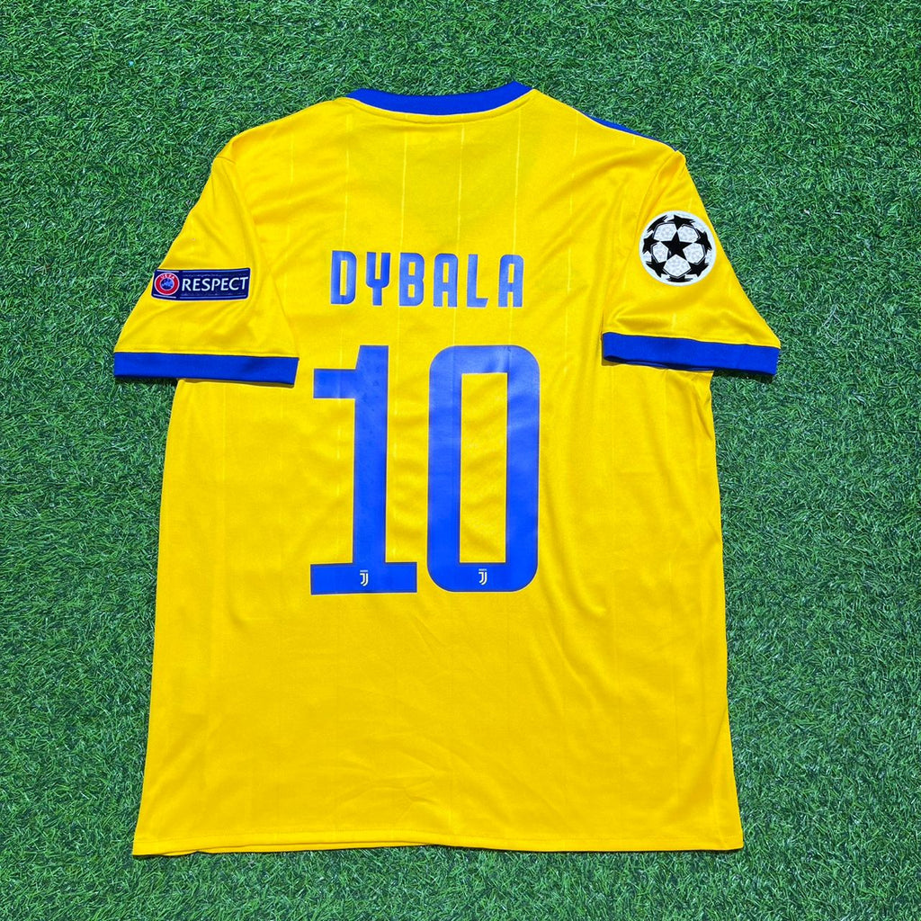 2017/18 Paulo Dybala Juventus Yellow Retro Football Jersey – Back View