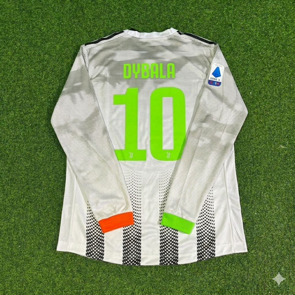 2019/20 Paulo Dybala #10 Juventus Long Sleeve Retro Football Jersey – Back View
