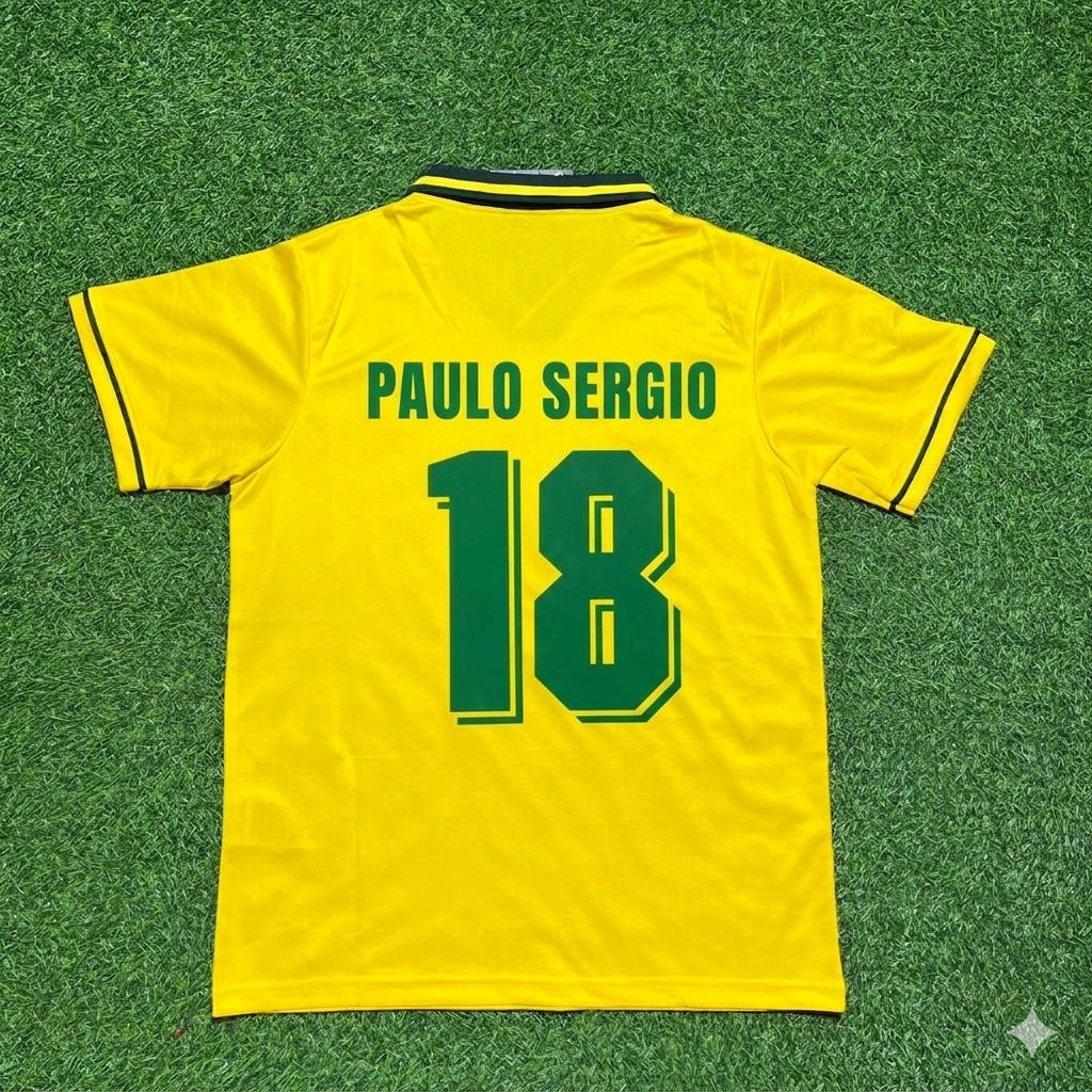 1994 Brazil World Cup Paulo Sergio #18 Final Retro Football Jersey – Back View
