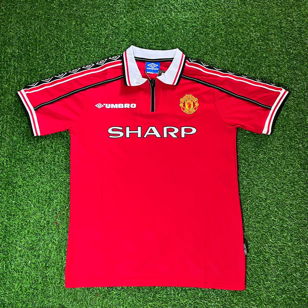 Teddy Sheringham Manchester United 1999 Red Retro Jersey – Front View