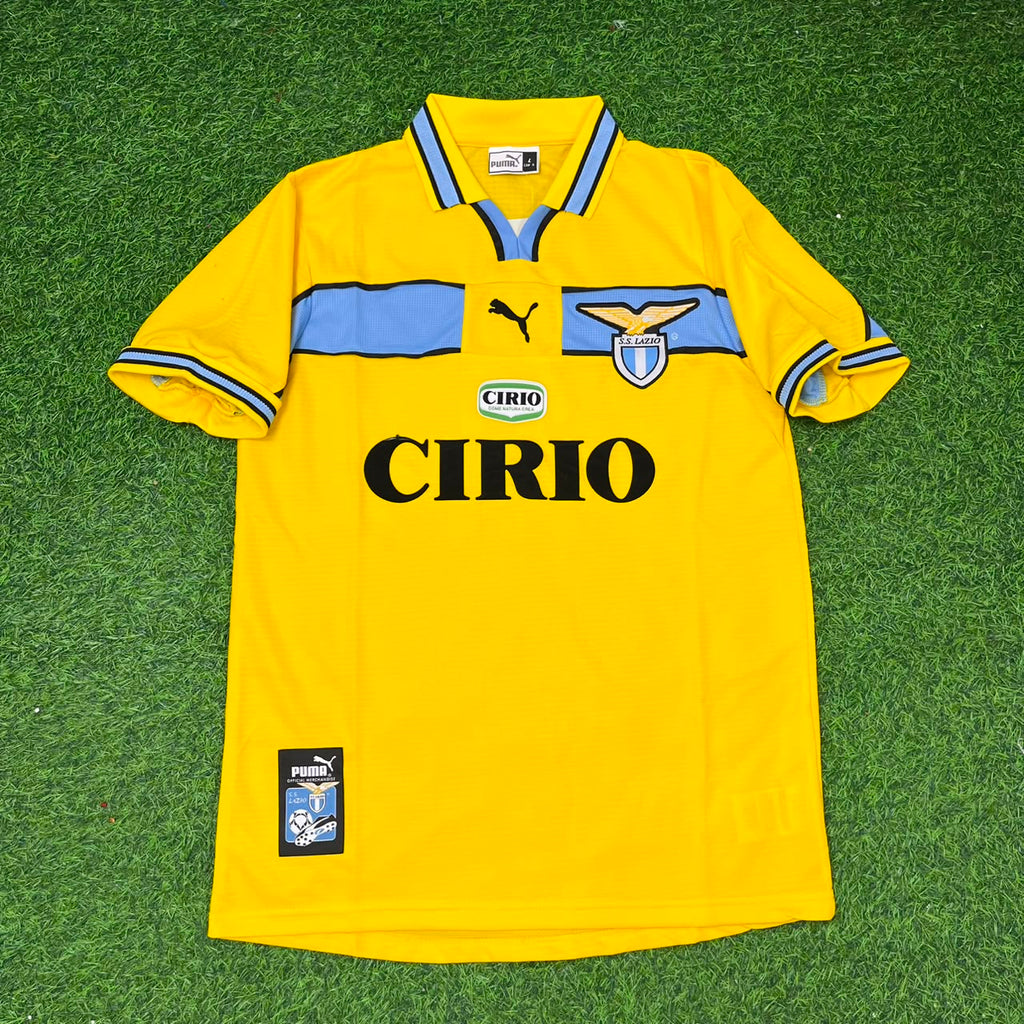 Pavel Nedved Lazio 1998/00 Yellow Retro Football Jersey – Front View