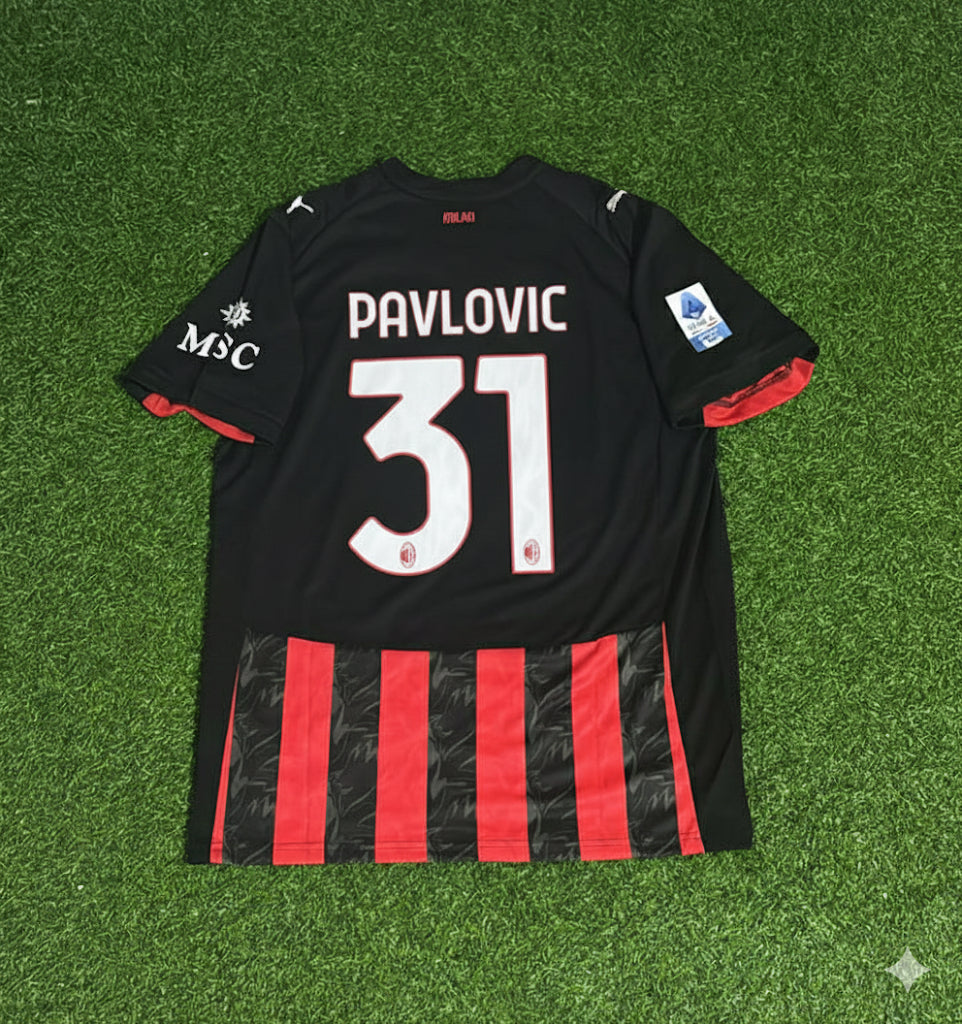 Strahinja Pavlović Ac Milan Football Jersey – Back View