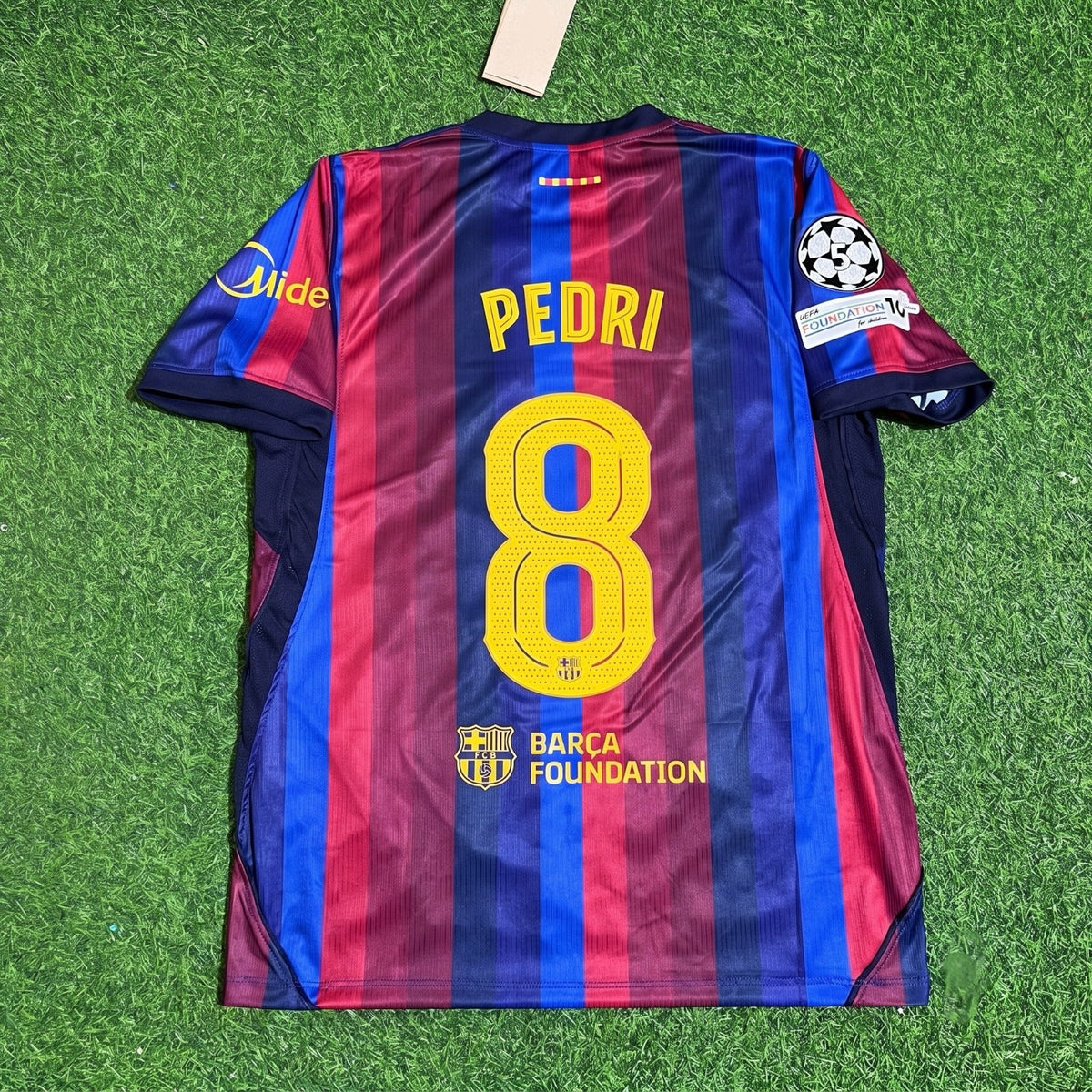 2027 Pedri #8 Barcelona Champions League Patch Home Football Jersey – Back View