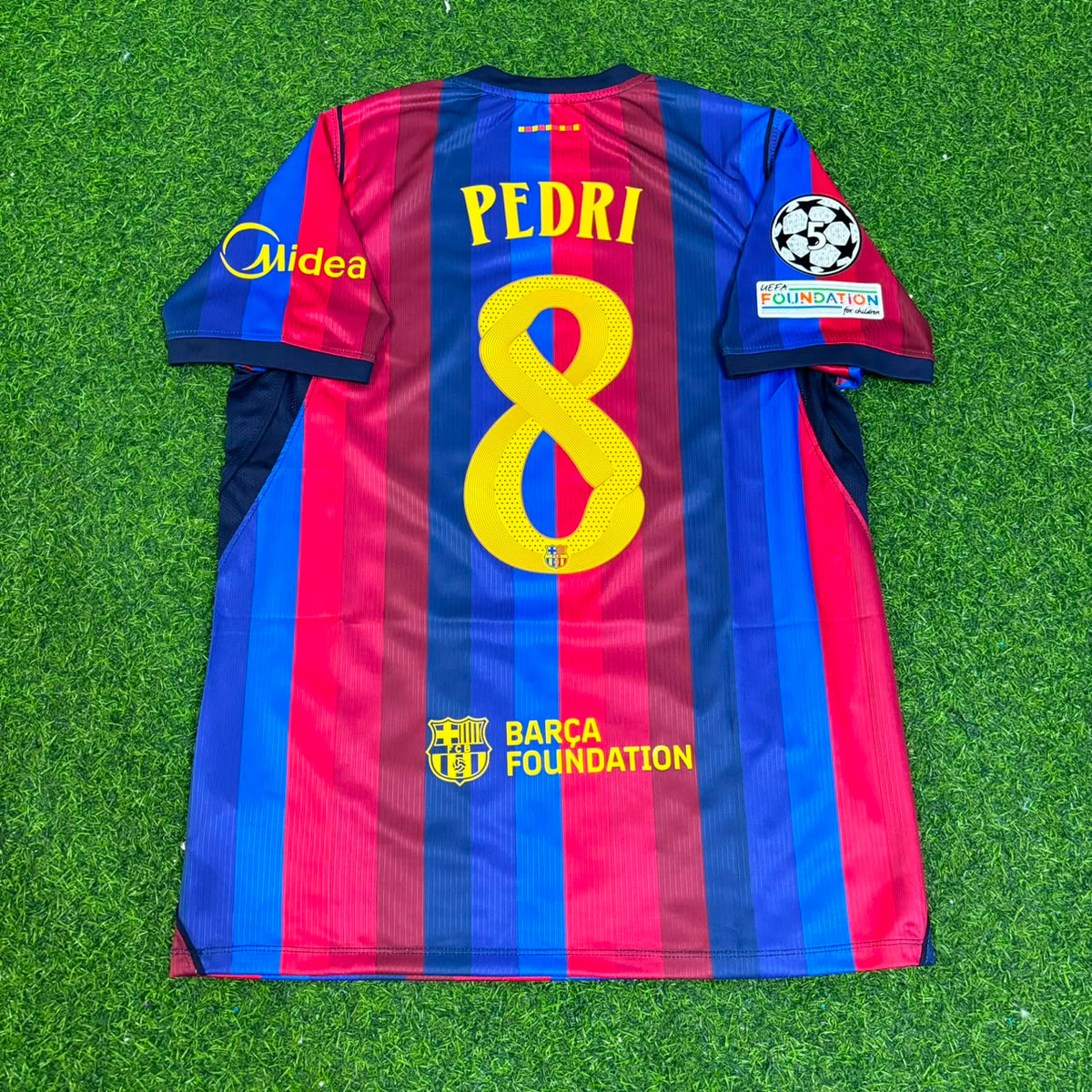 Pedri #8 Barcelona 2027 New Season Champions League Patch Home Jersey – Back View