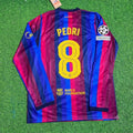 Pedri #8 Barcelona 2027 New Season Champions League Patch Home Long Sleeve Jersey – Back View