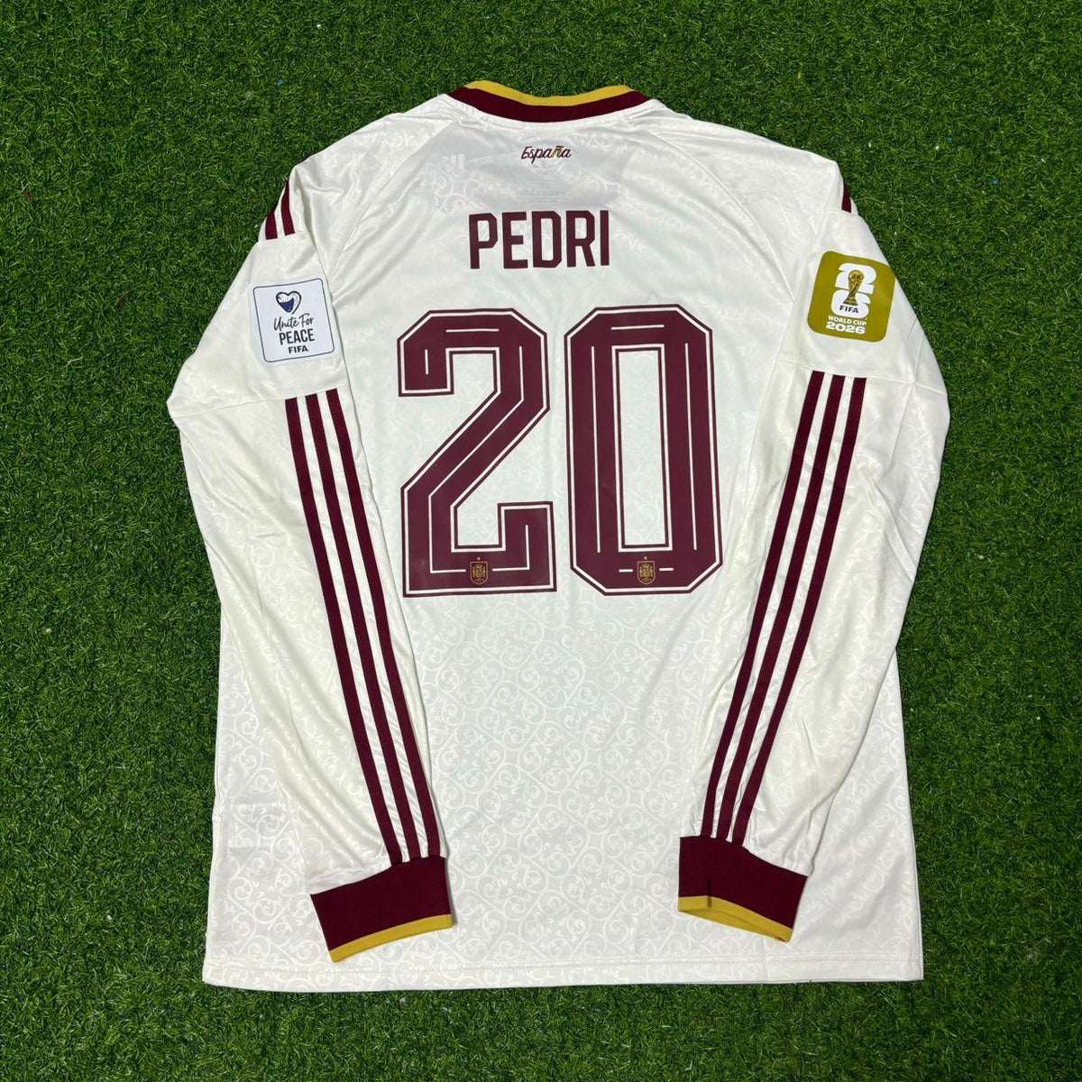 Pedri #20 Spain 2026 World Cup Away Long Sleeve Jersey – Back View