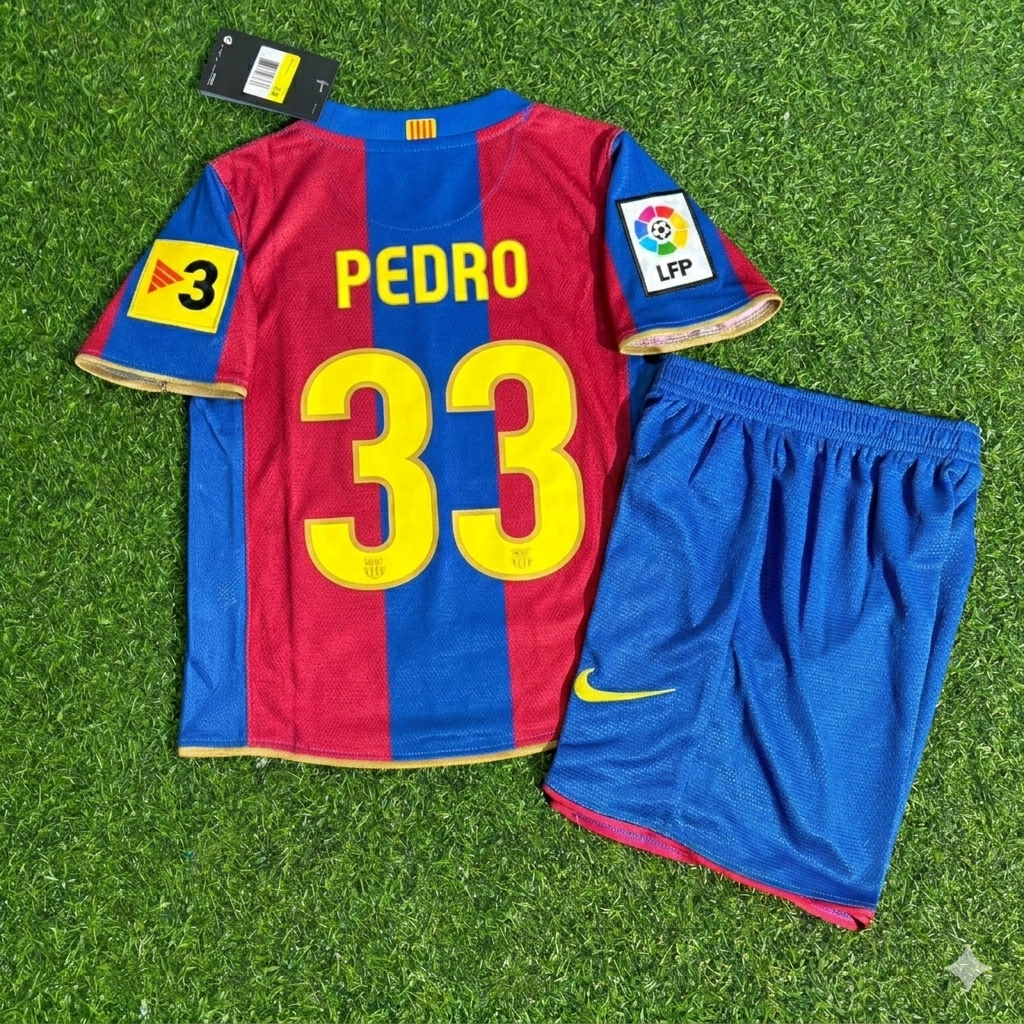 Barcelona 2007/2008 Retro KIDS Football Jersey – Pedro 33- – Back View