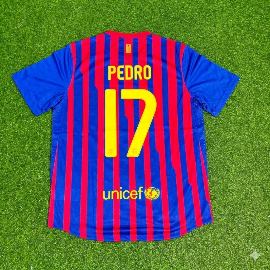 2011/12 Pedro Barcelona Retro Home Football Jersey – Back View