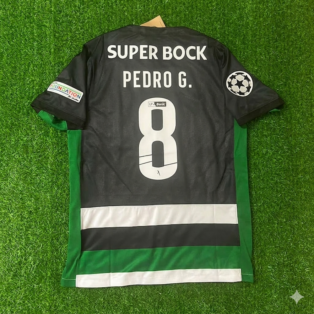 Pedro Gonçalves 8- Sporting Lisbon Home Green Jersey – Back View