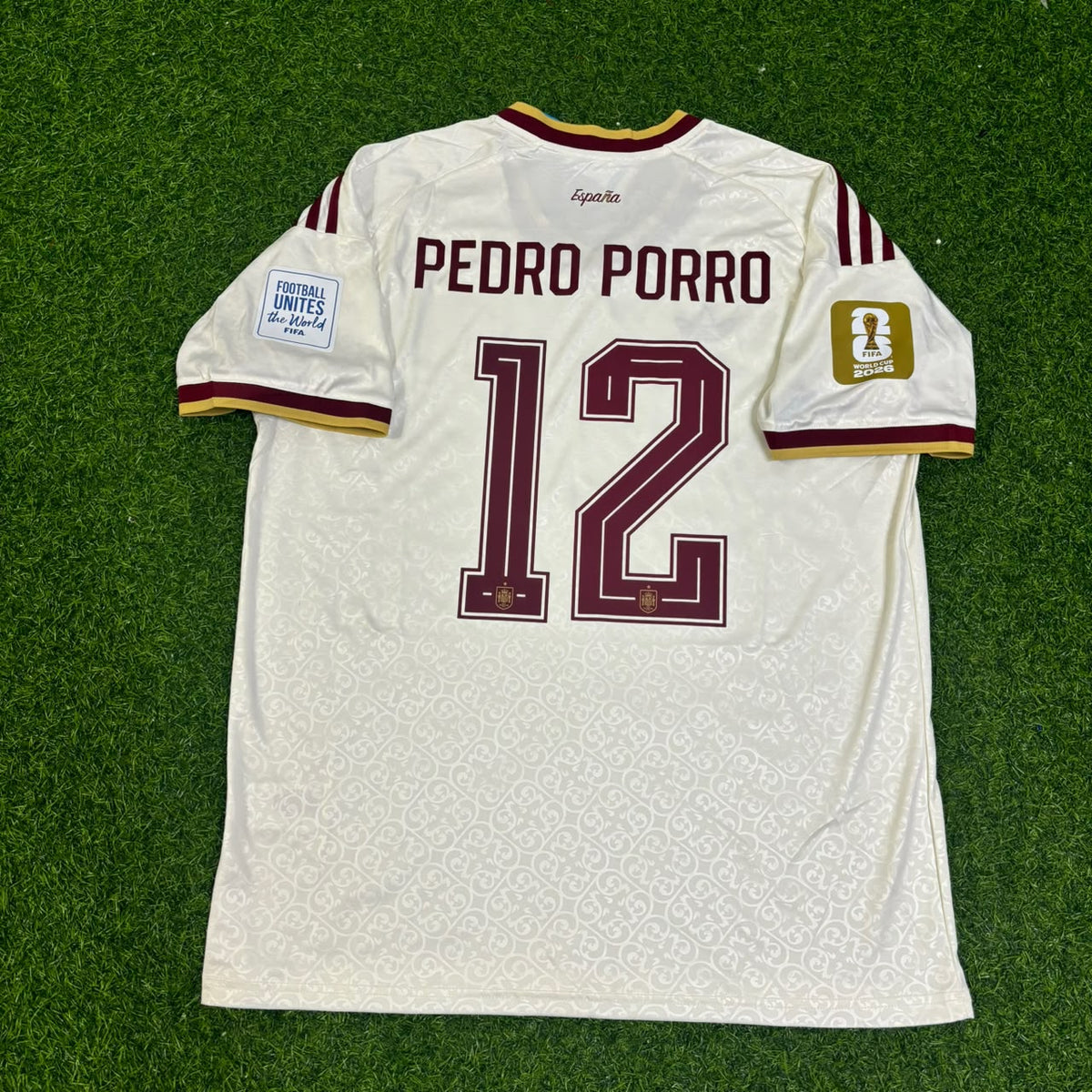 Spain 2026 World Cup Away Football Jersey – Pedro Porro 12- – Back View