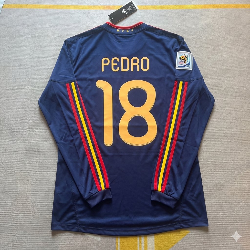 2010 Spain World Cup Pedro - Final Retro Football Jersey – Back View