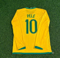 Pele #10 Brazil Long Sleeve Retro Football Jersey – Back View