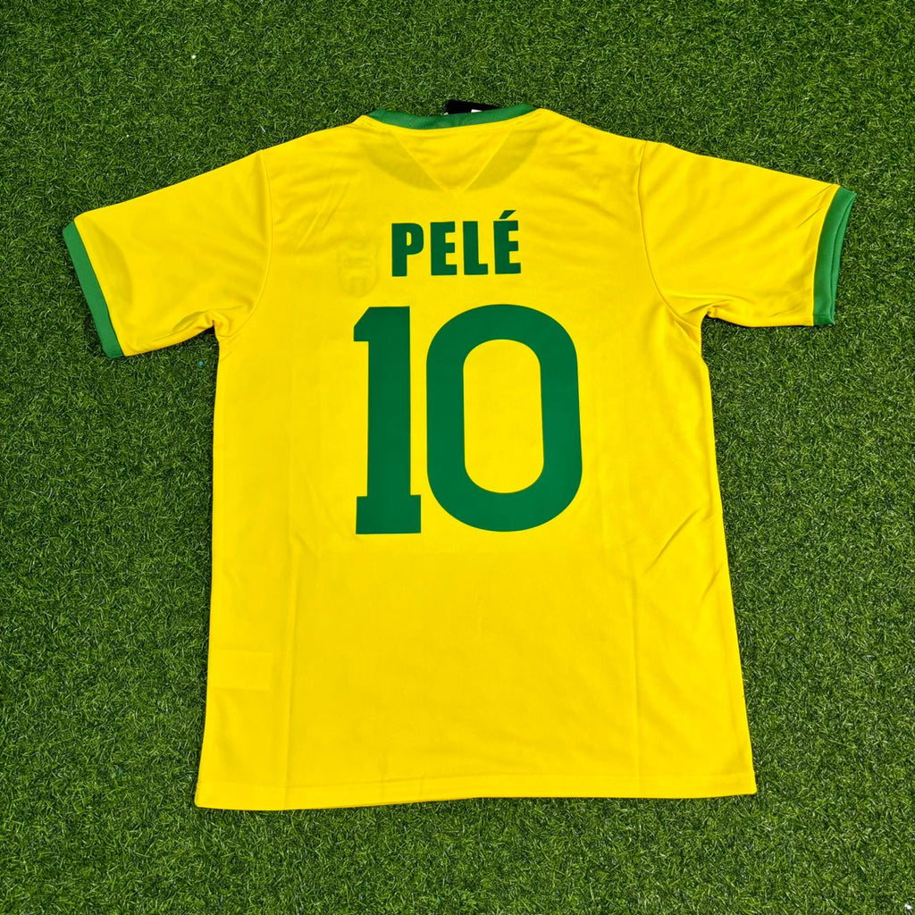 1970 Brazil World Cup Pele Retro Home Football Jersey – Back View