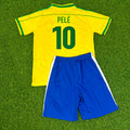 Pele #10 Brazil Retro Kids Soccer Kit Jersey Kinder Enfant – Back View