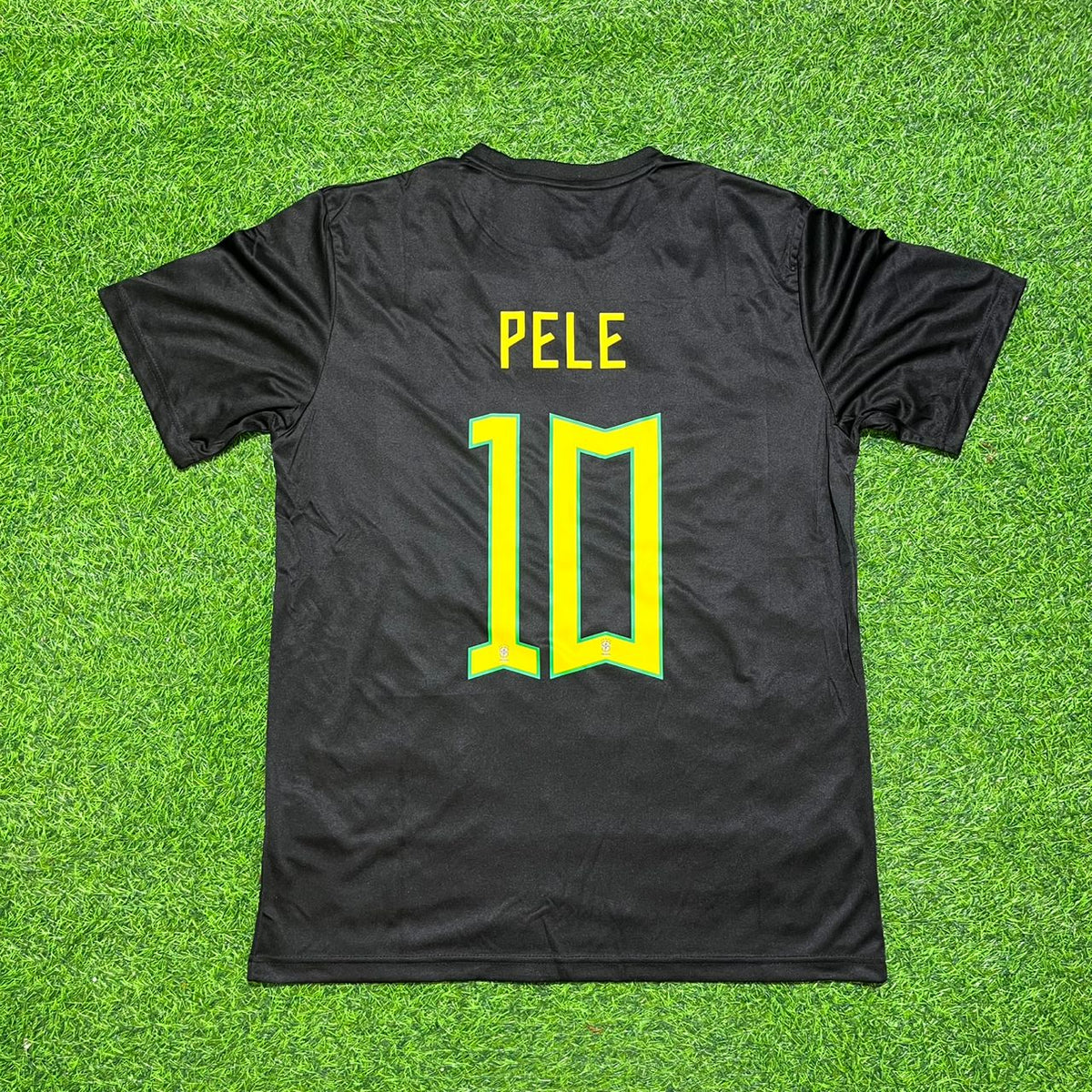Pele Brazil Black Retro Football Jersey Collection – Back View