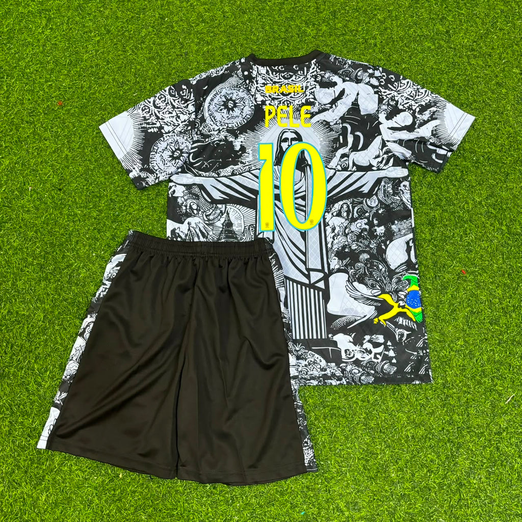 Pele Brazil Iconic Kids Retro Football Jersey – Back View
