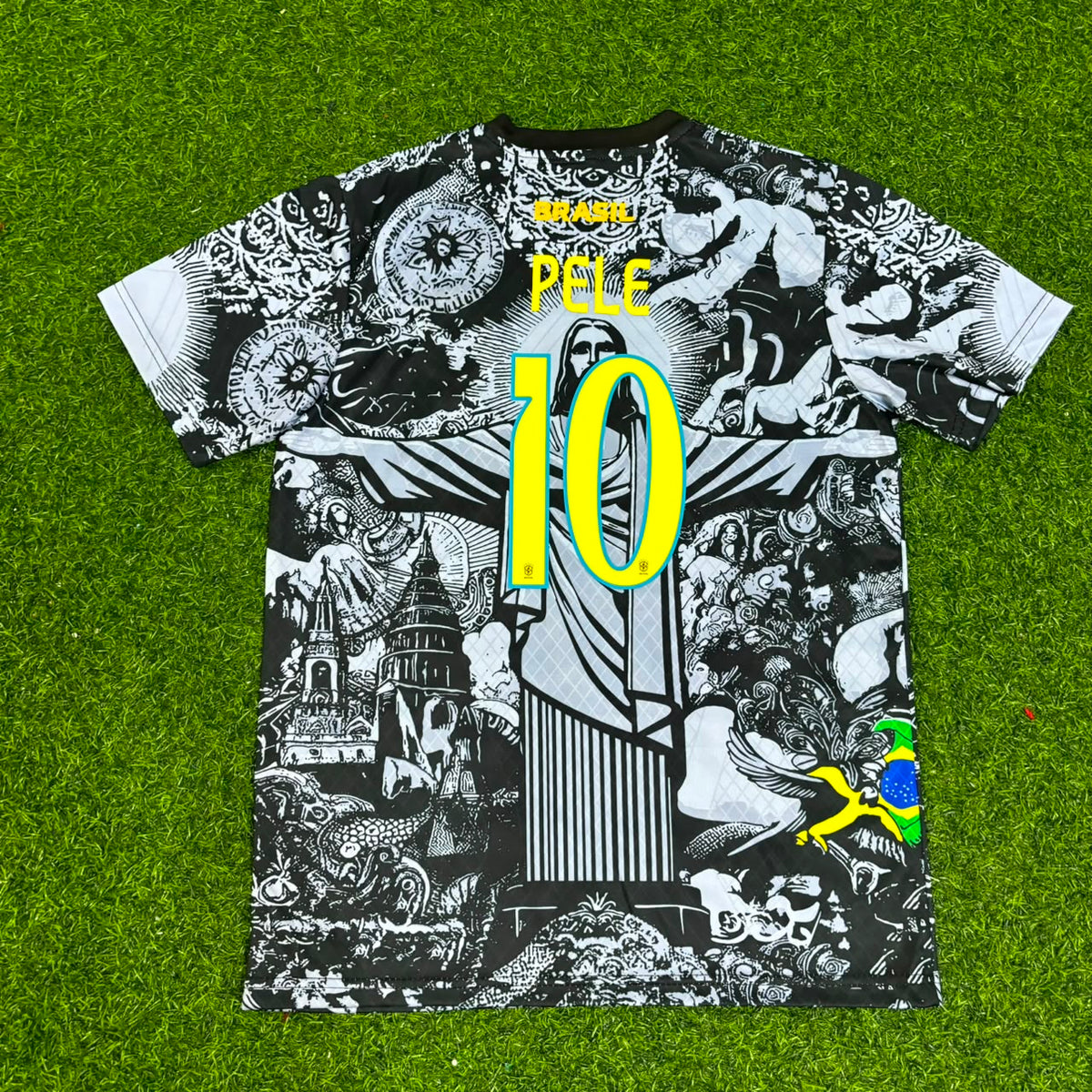 Pele Brazil Iconic Kids Retro Football Jersey – Detailed View