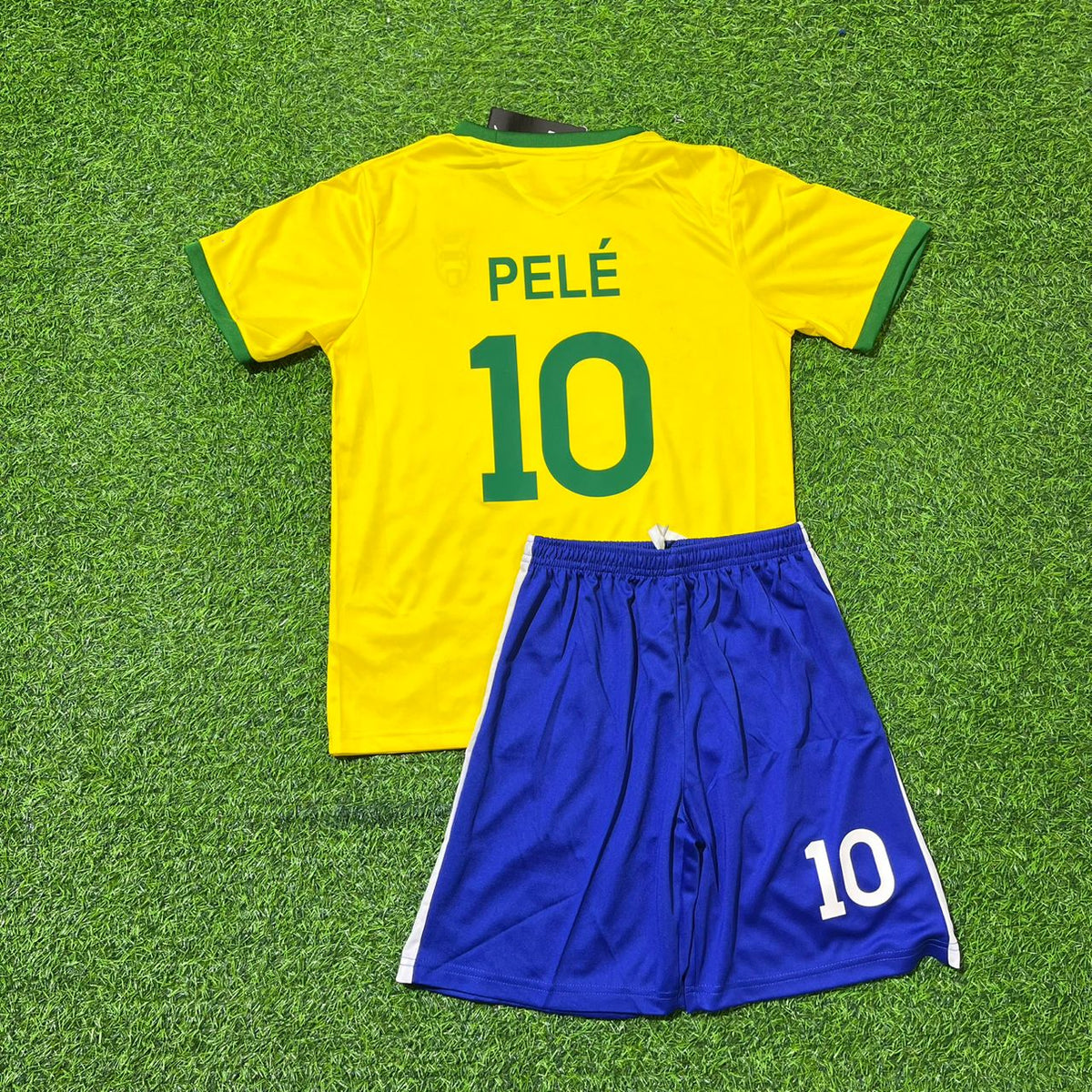 Brazil World Cup Kids Retro Football Jersey – Pelé – Back View