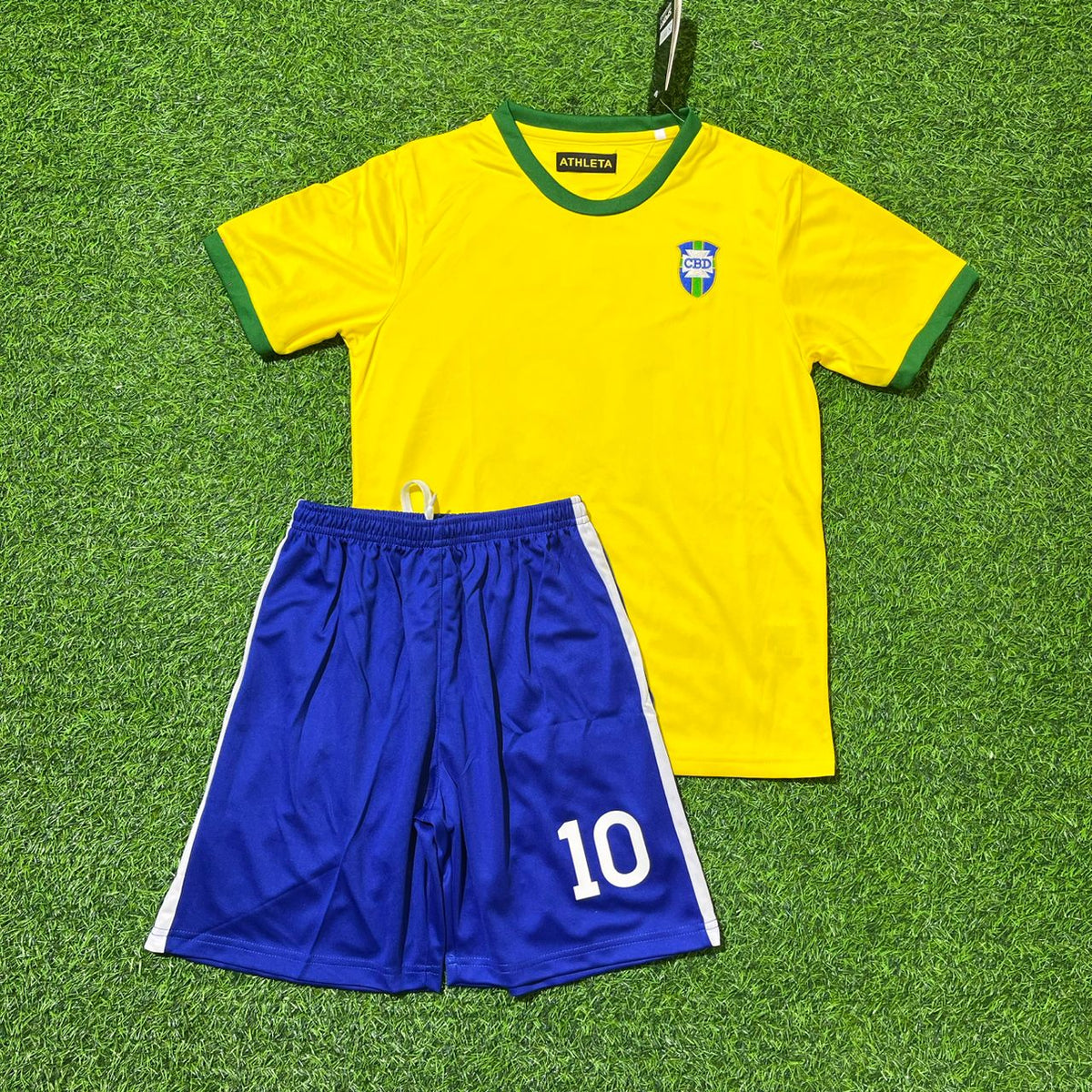 Brazil World Cup Kids Retro Football Jersey – Pelé – Front View
