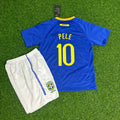 Brazil World Cup Retro Blue Kids Football Jersey – Pelé – Back View