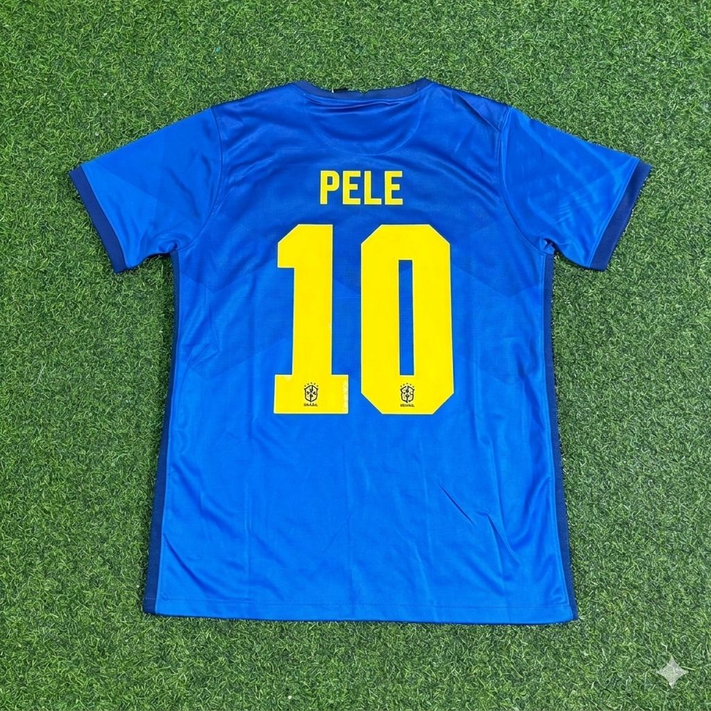 Pele Brazil Blue Football Jersey – Back View