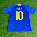 Pele Brazil World Cup Retro Blue Football Jersey – Back View