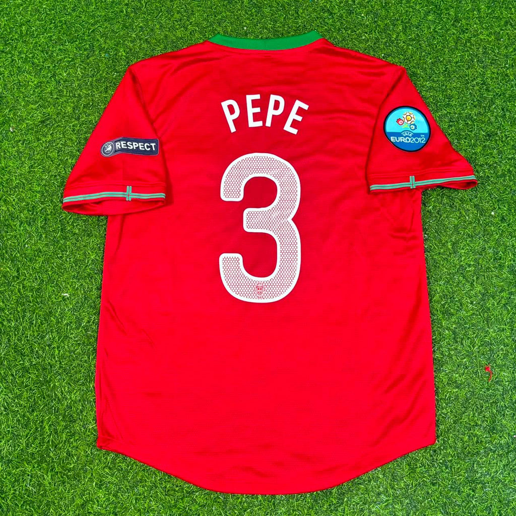 Portugal Euro 2012 Red Retro Football Jersey – Pepe – Back View