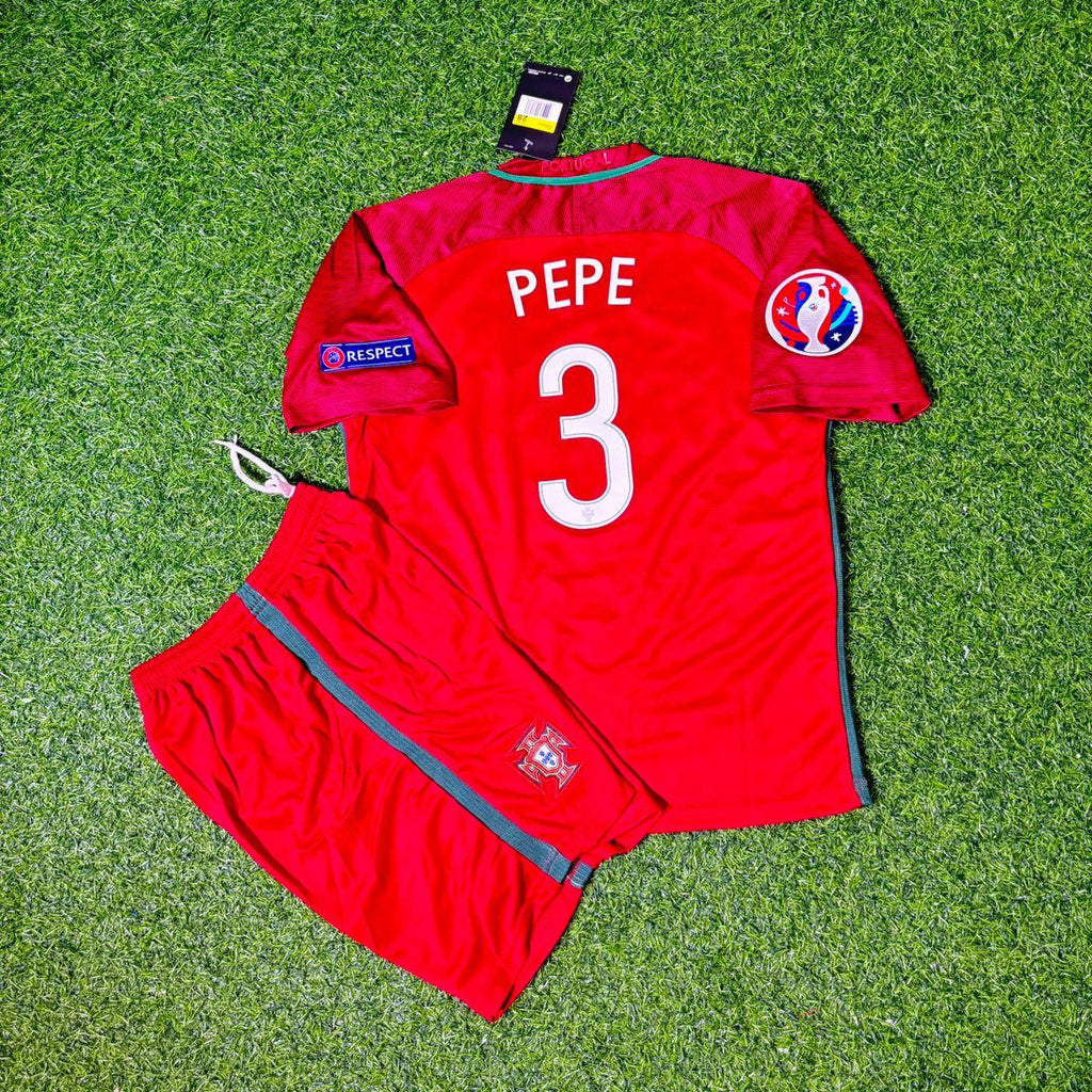 Portugal EURO 2016 Final Kids Retro Football Jersey – Pepe – Back View
