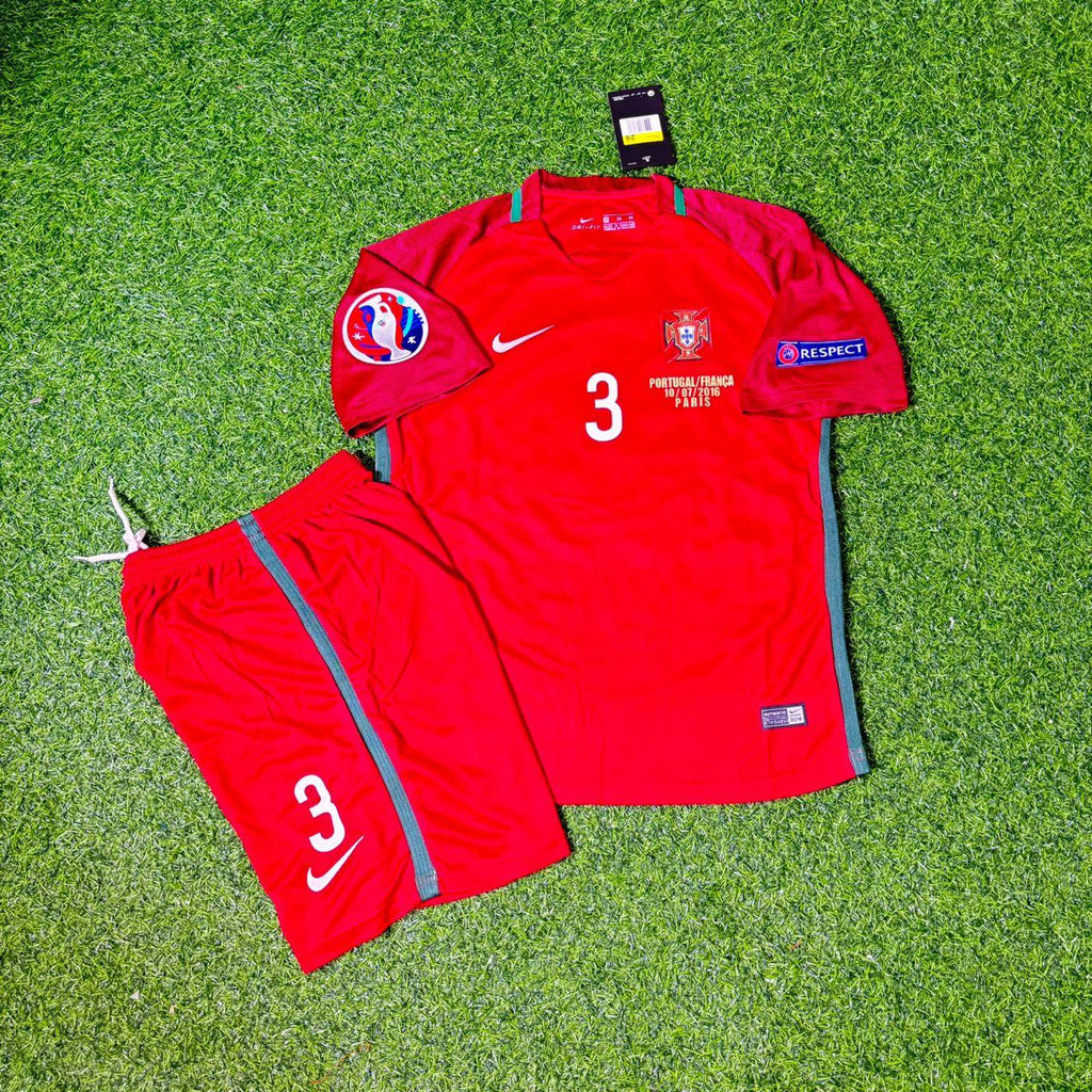 Portugal EURO 2016 Final Kids Retro Football Jersey – Pepe – Front View