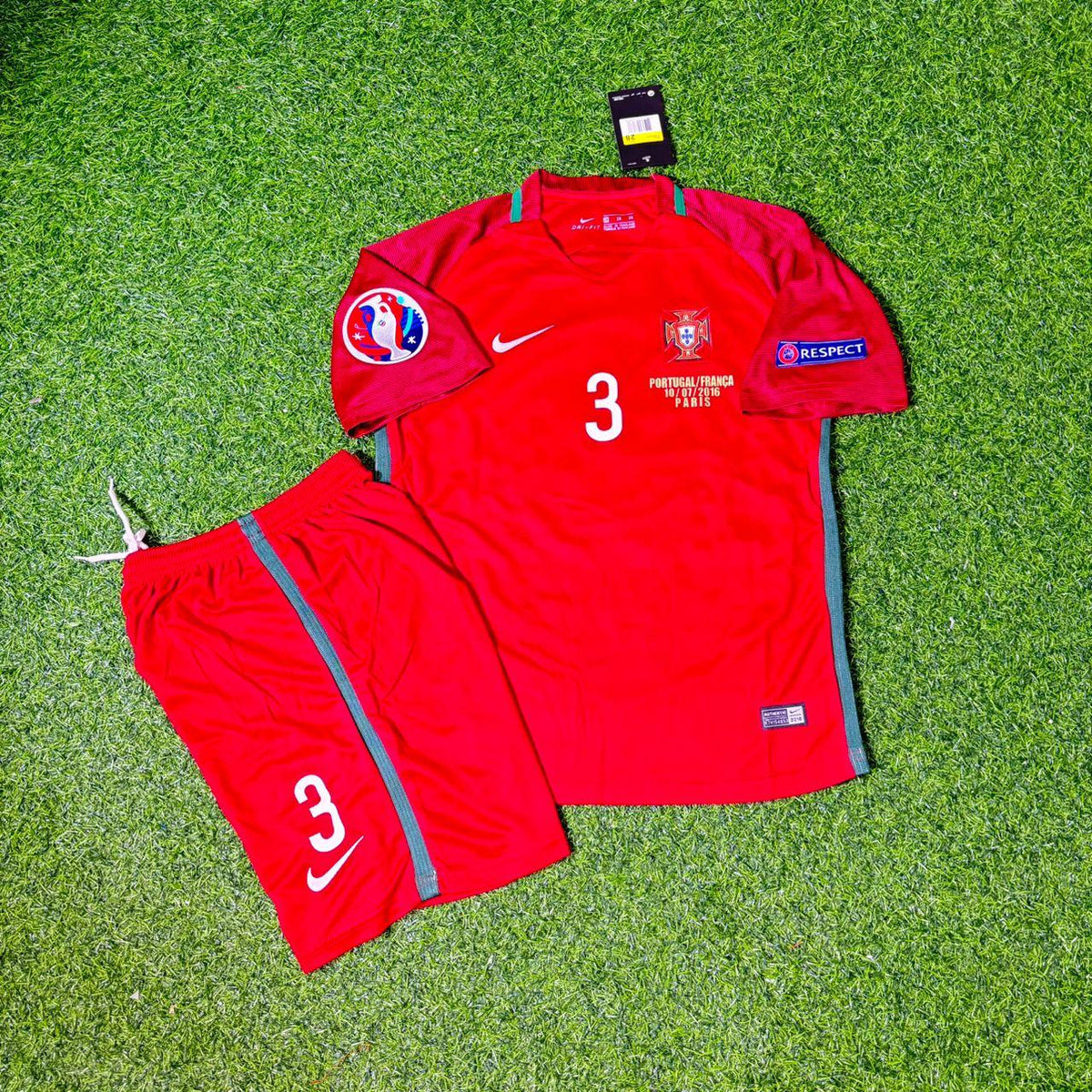 Portugal EURO 2016 Final Kids Retro Football Jersey – Pepe – Front View