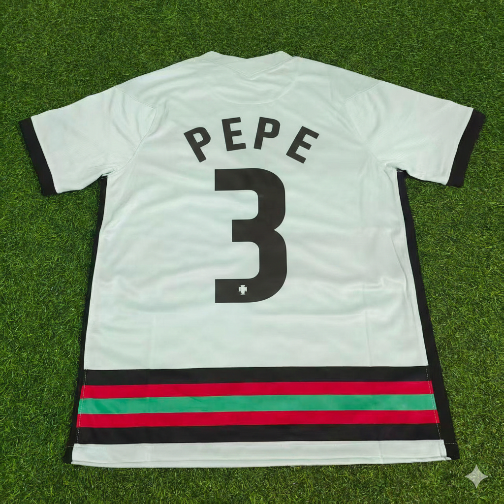 Portugal EURO 2020 Retro Away Football Jersey – Pepe – Back View