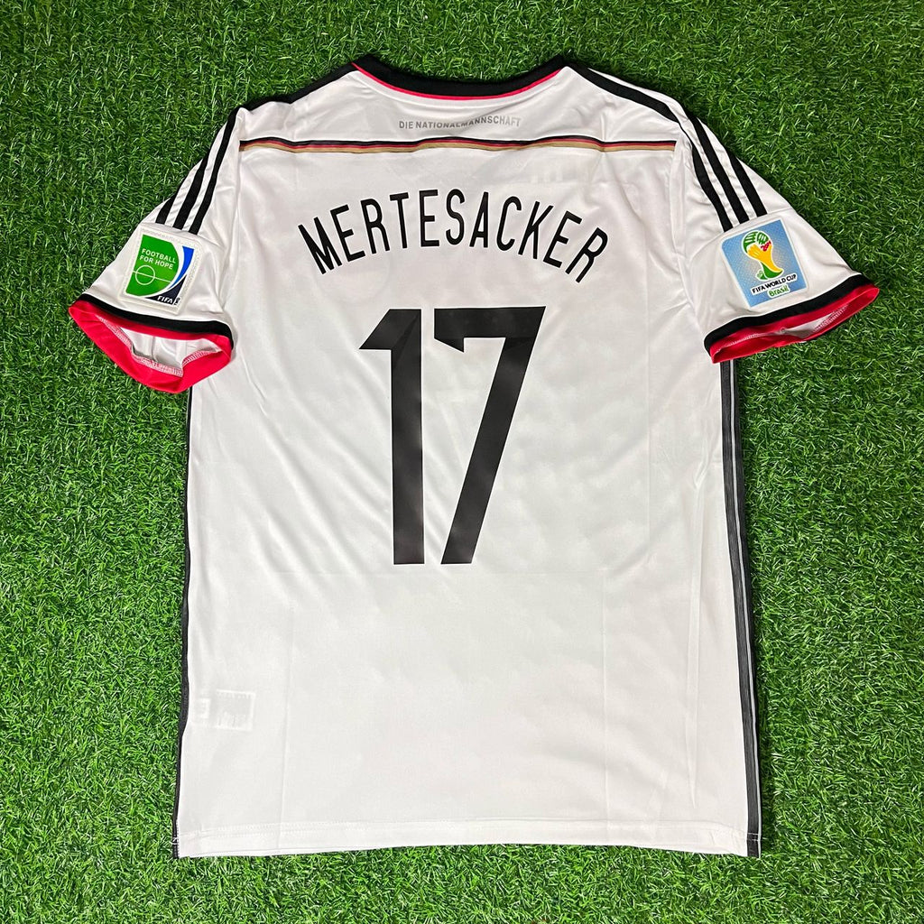 Per Mertesacker 17 - Germany Deutschland 2014 World Cup White Retro Kit Jersey – Back View
