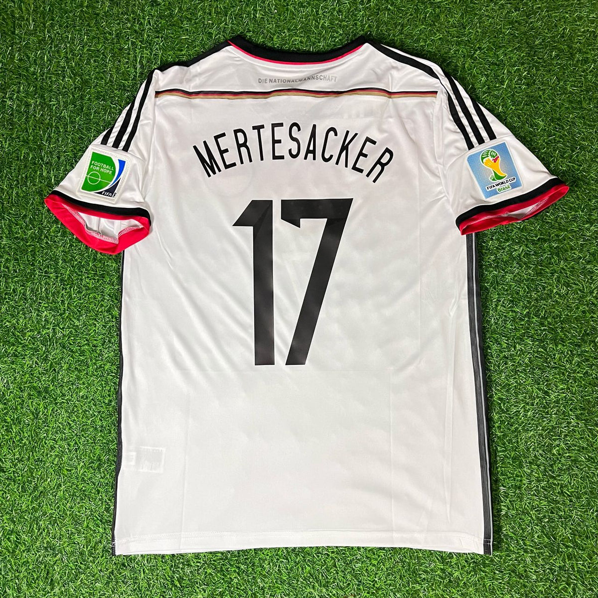 Per Mertesacker 17 - Germany Deutschland 2014 World Cup White Retro Kit Jersey – Back View