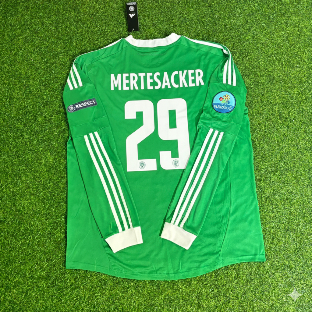 Germany EURO 2012 Long Sleeve Green Retro Football Jersey – Per Mertesacker – Back View