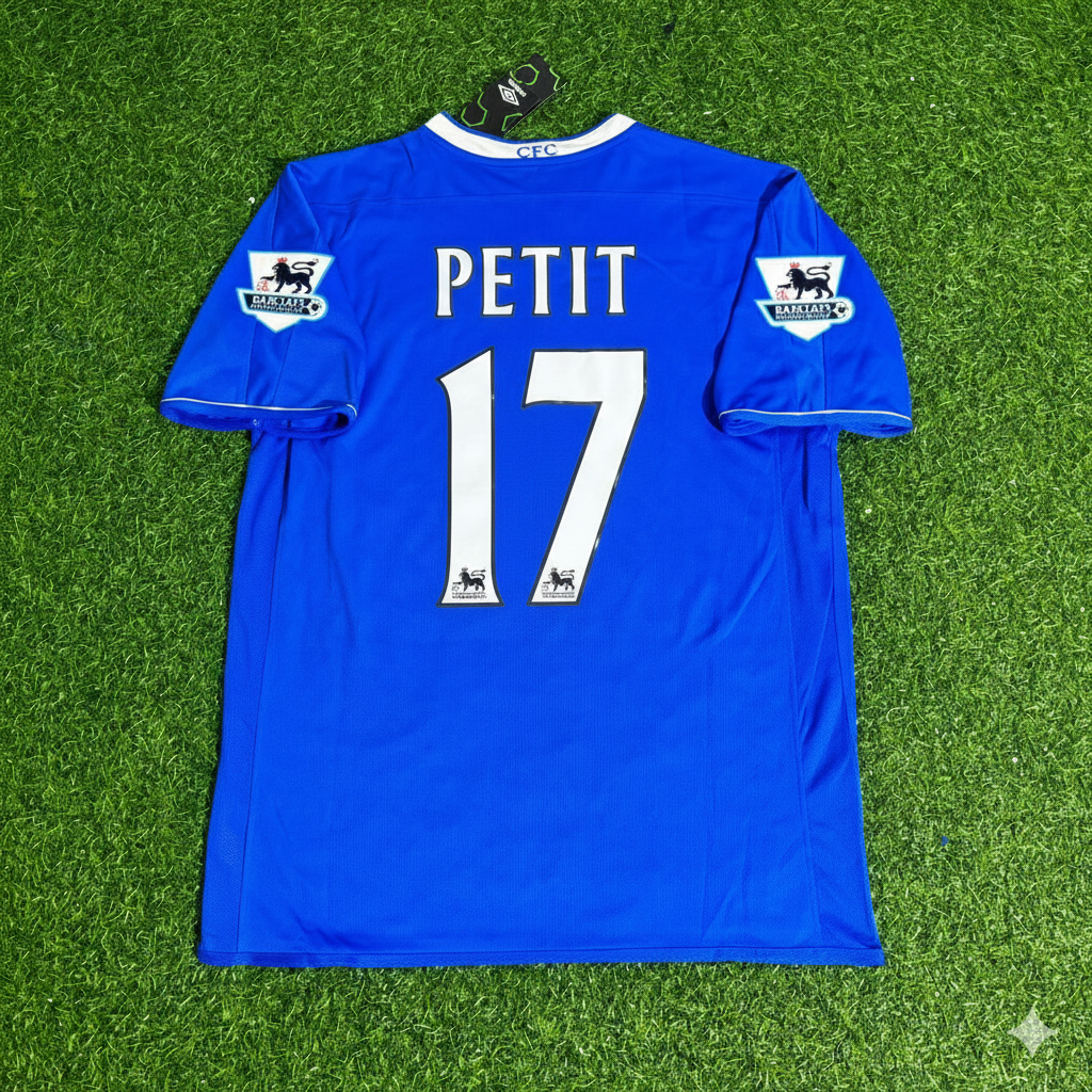 Chelsea 2003 2005 Season Home Navy Blue Retro Jersey – Emmanuel Petit – Back View