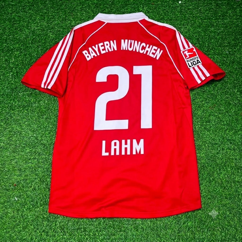 Philipp Lahm Bayern Munich 2005 06 Bundesliga Red Home Retro Football Jersey – Back View
